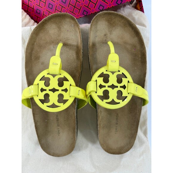 Tory Burch Miller Cloud Soft Patent Leather/Cork Blazing Yellow Size 7.5 - Picture 6 of 9